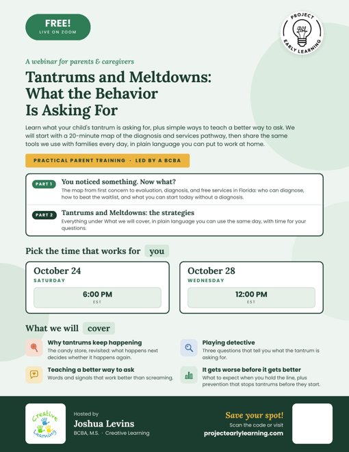 Preview of the Tantrums and Meltdowns flyer